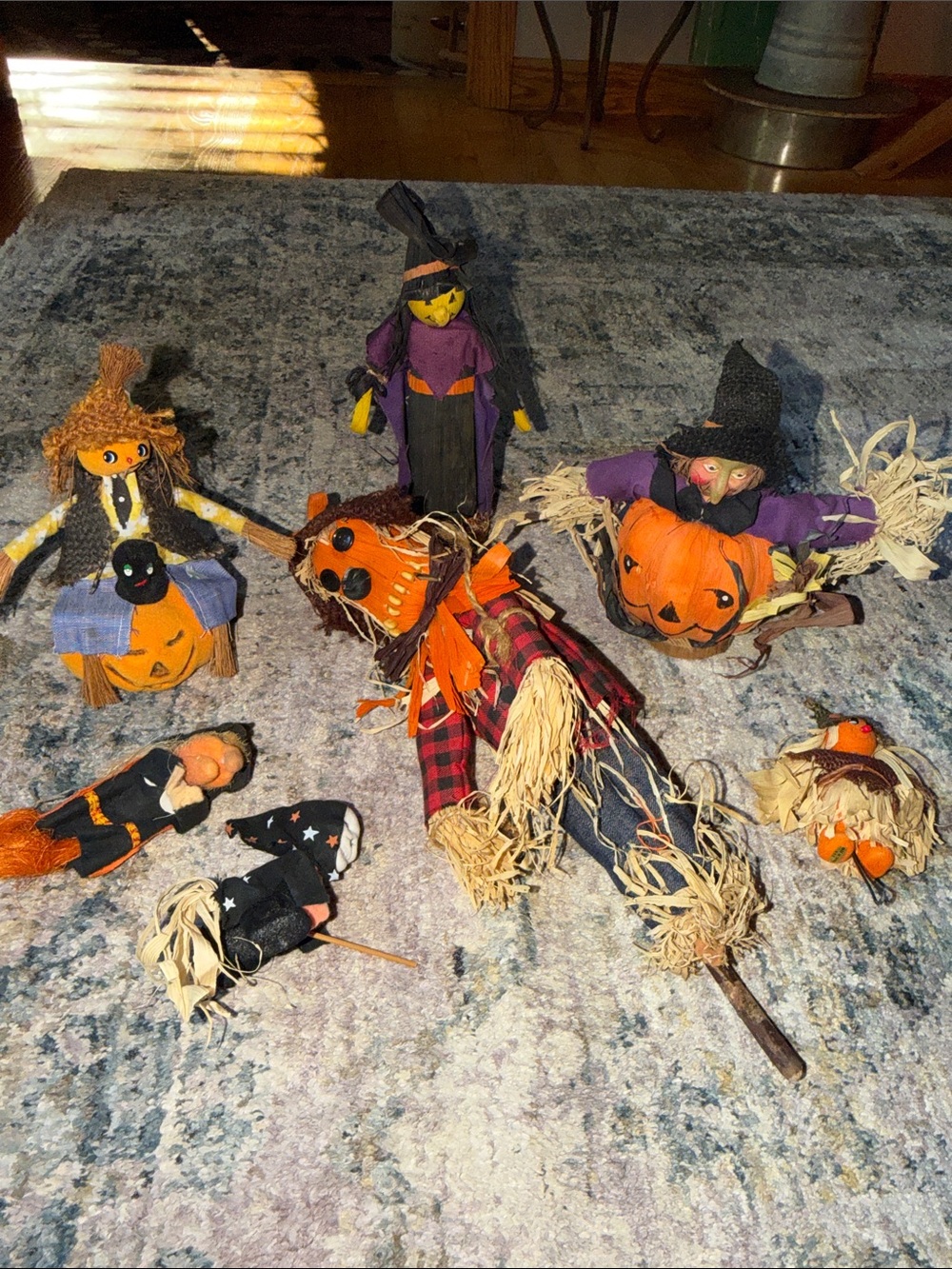 Vintage Halloween Fall Pumpkin Witches Corn Husk Burlap Decor Bundle